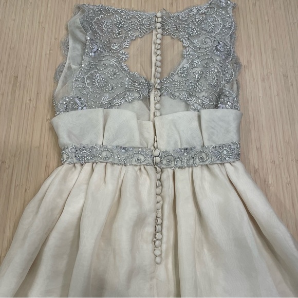 Rafael Cennamo silk beaded rosette mini dress size 4 2000’s vintage gossip girl - Picture 6 of 9